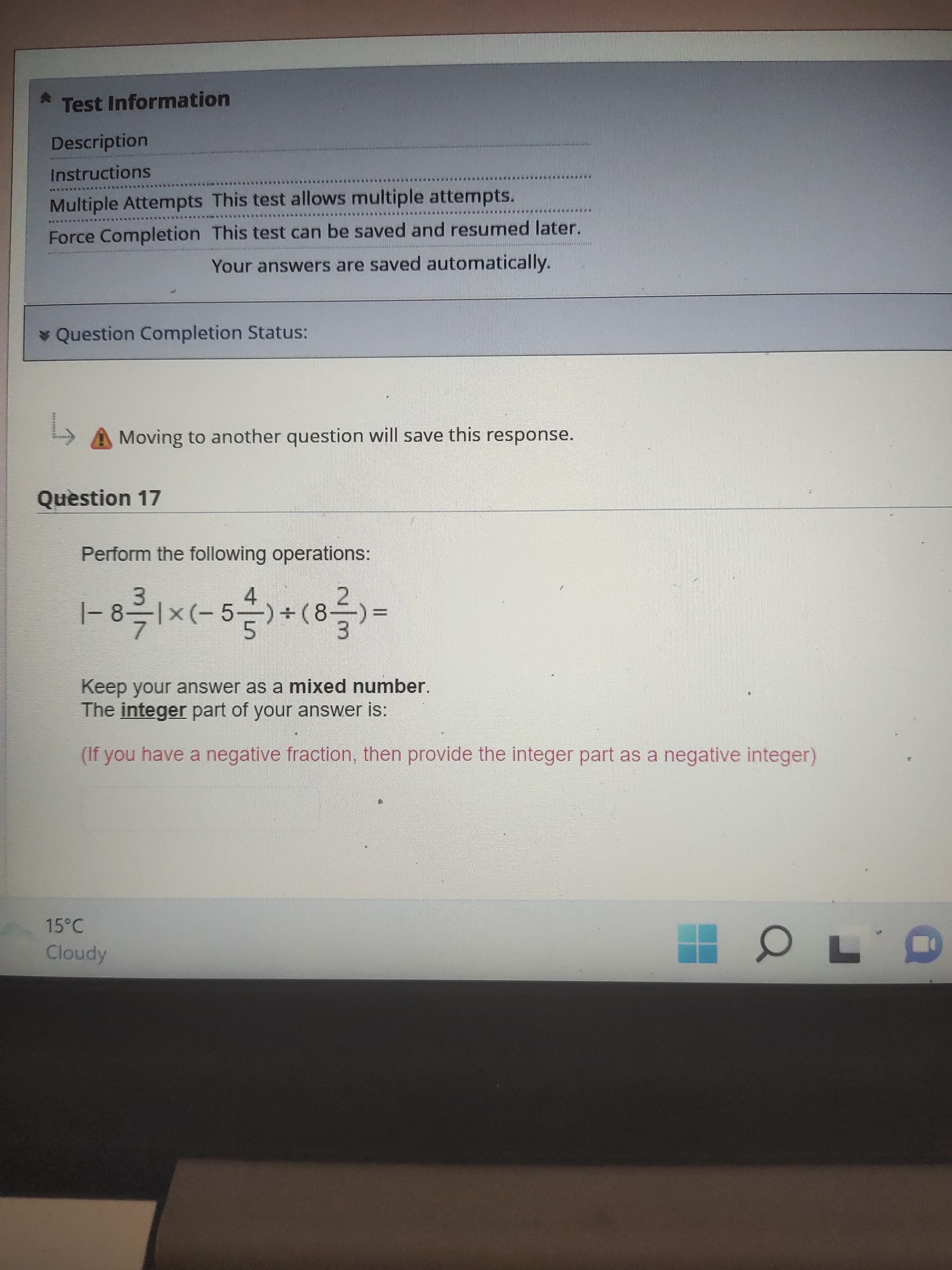 * Test Information Description Instructions