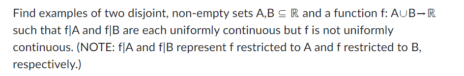 3. Find examples of two disjoint, non-empty sets