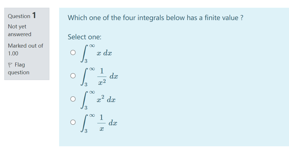 Question 3 OO Not yet The value of ke-2 dx is 4