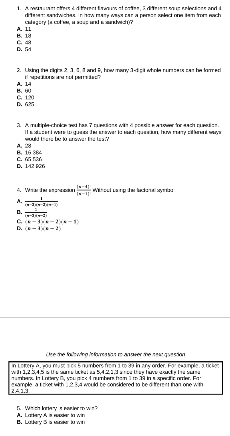 I need answers for these questions. thank u 1. A