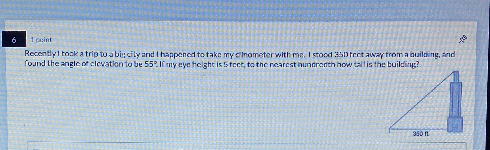 6 1 point Recently I took a trip to a big city