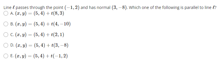 Line & passes through the point (-1, 2) and has
