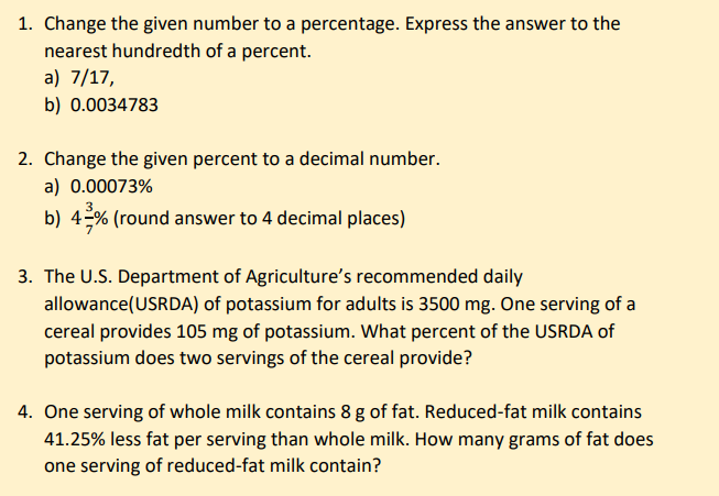 1. Change the given number to a percentage.