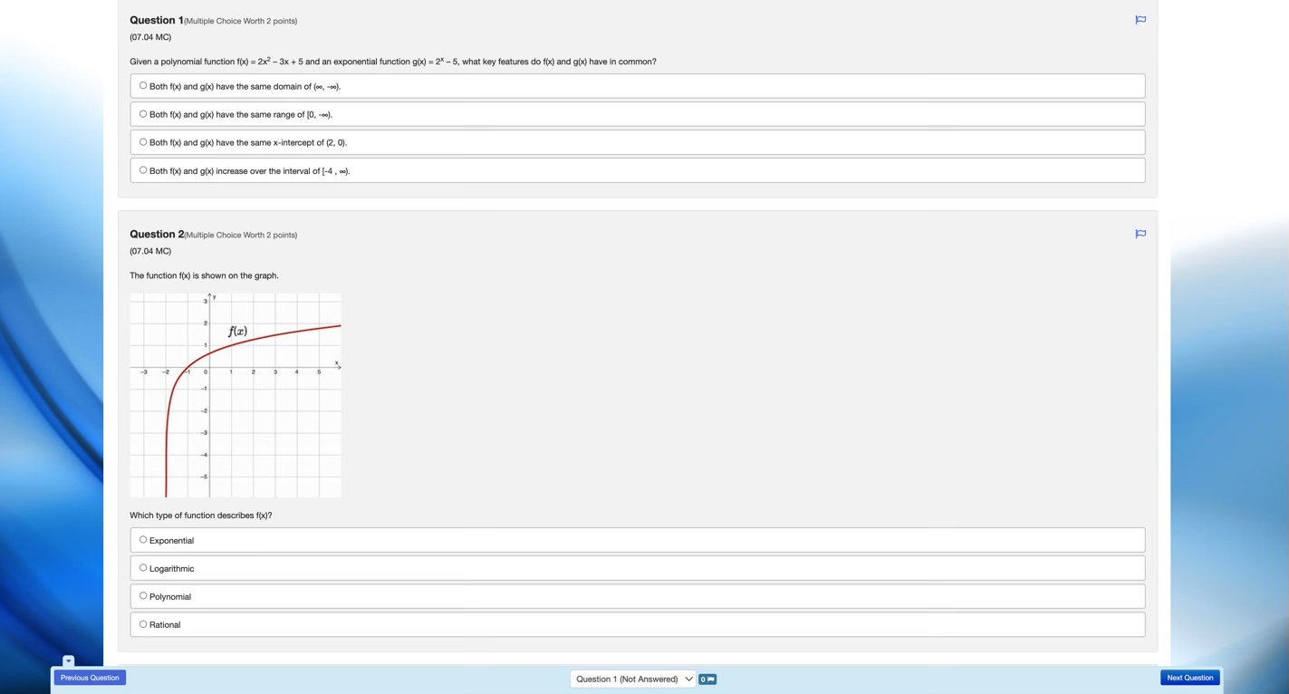 Question 3Multiple Choice Worth 2 pointal (07.04