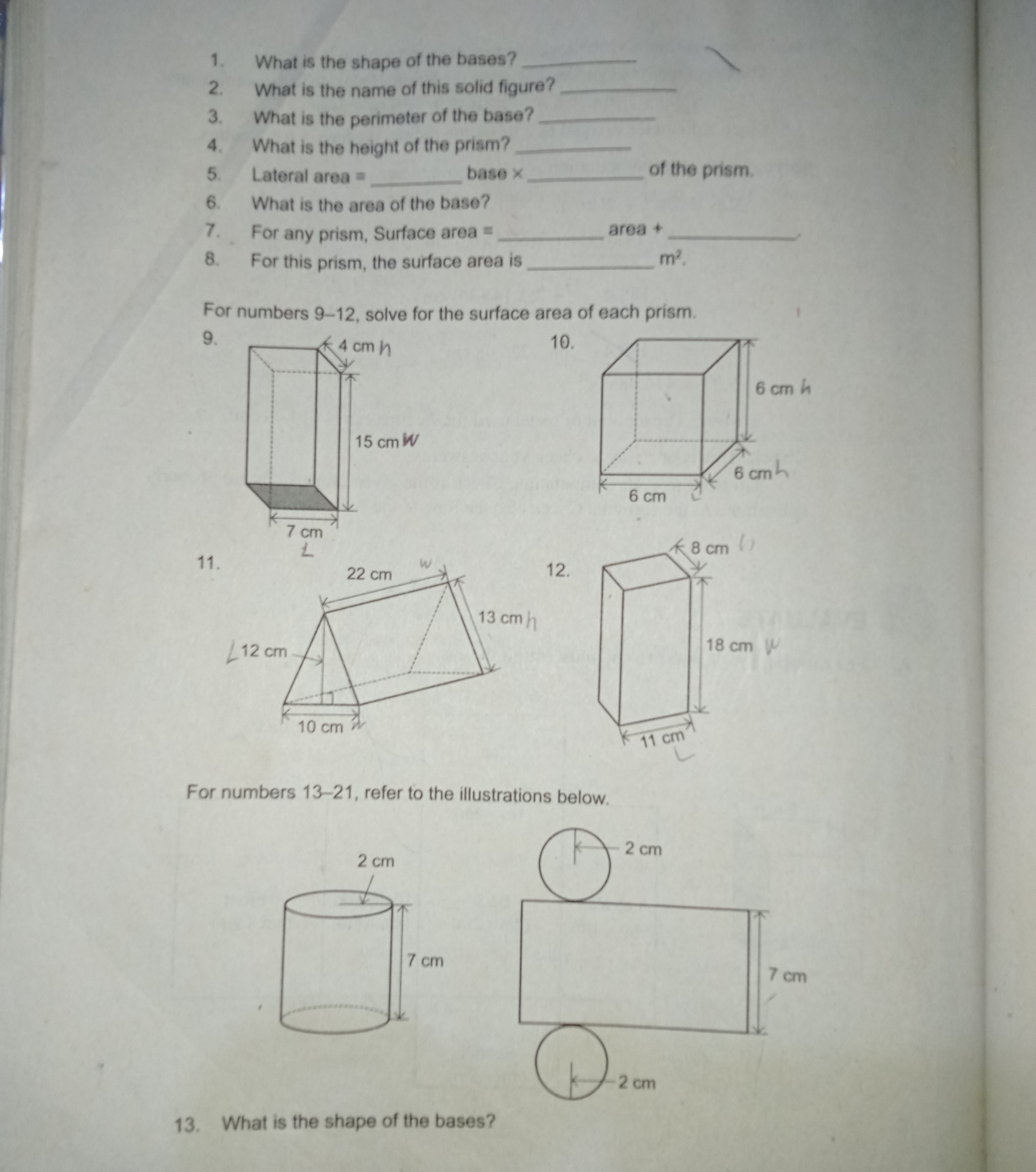 EVALUATE A. For numbers 1-8, refer to the