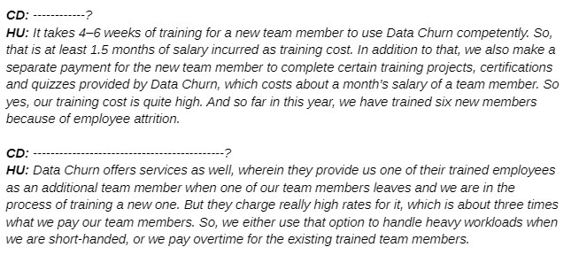 CD: HU: It takes 4-6 weeks of training for a new