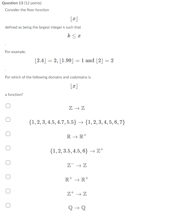 Question 13 (12 points) Consider the floor