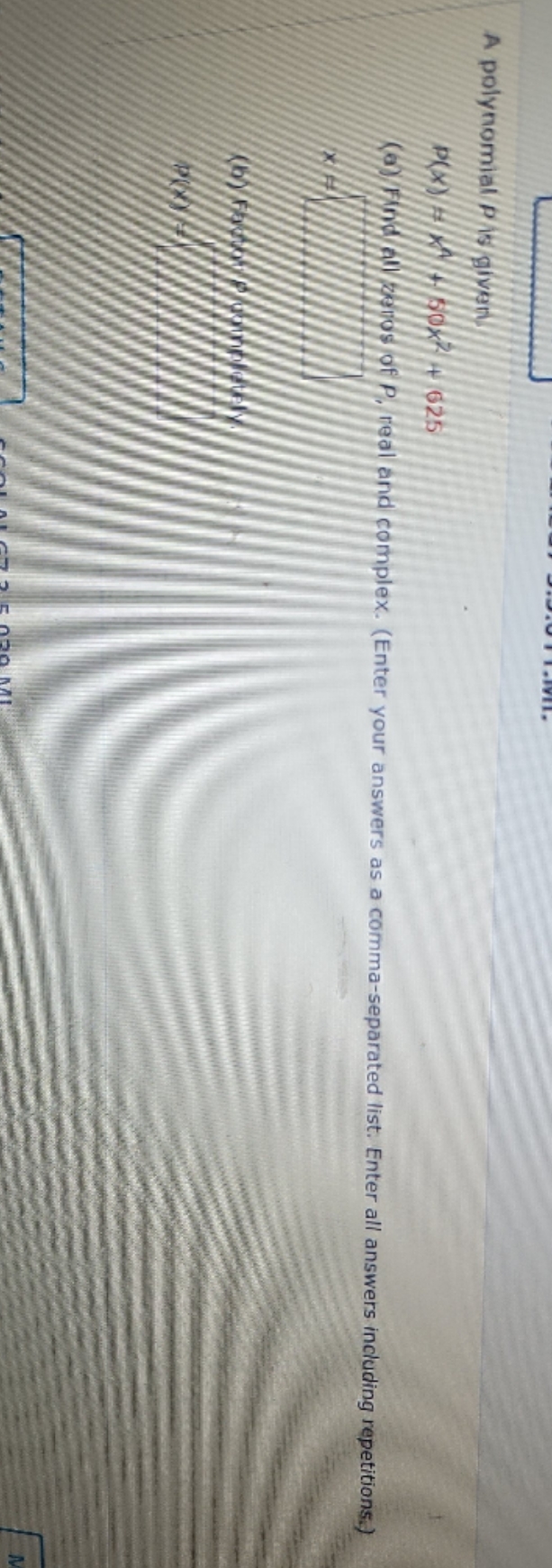 ty so much. 5. A polynomial Pis/given PL # + 50X