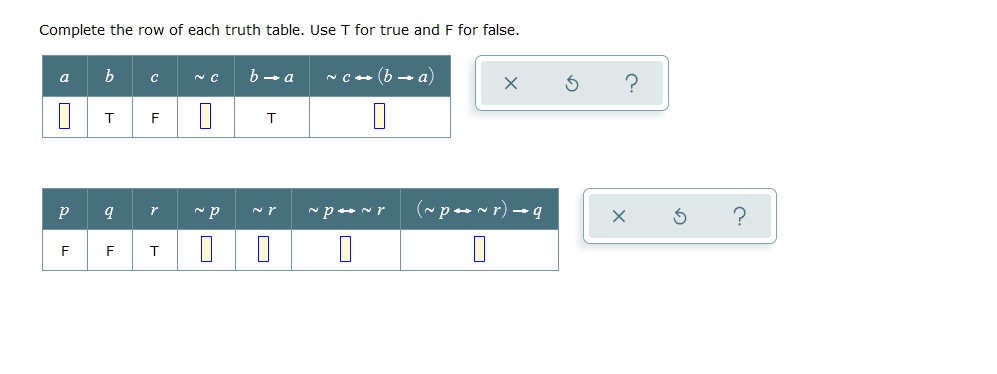 10 math questions For each sentencer determine