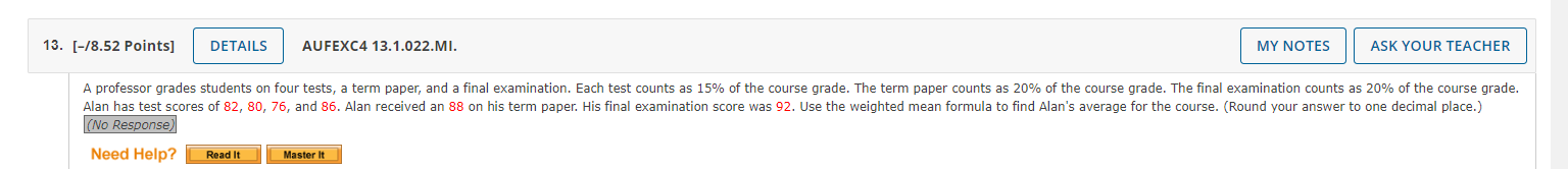 10. [-/8.52 Points] DETAILS AUFEXC4 11.3.013. MY