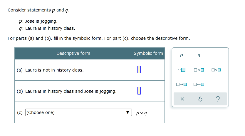 10 math questions For each sentencer determine