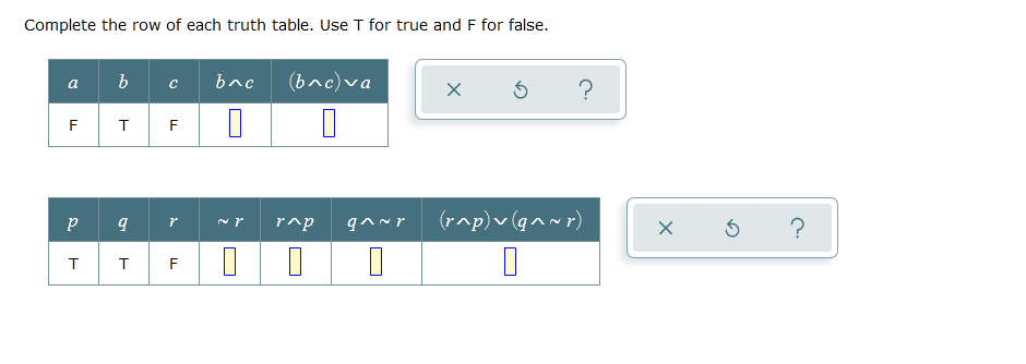 10 math questions For each sentencer determine