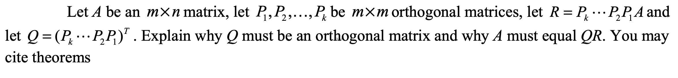 please answer the following linear algebra