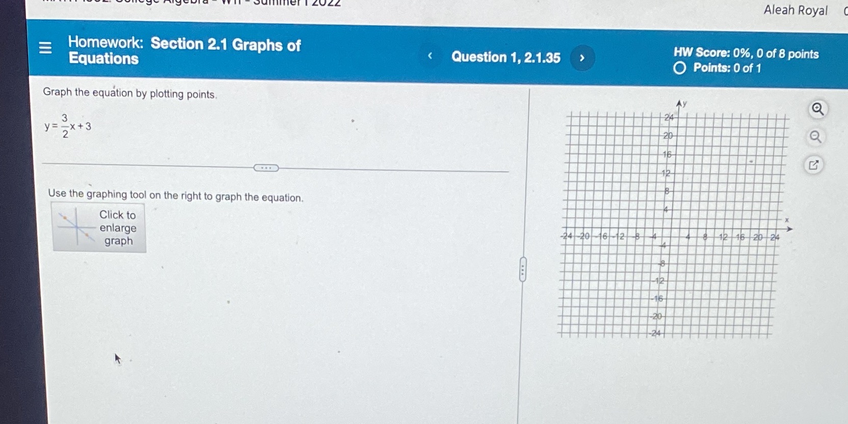 I need 2 plotting points for a graph using the
