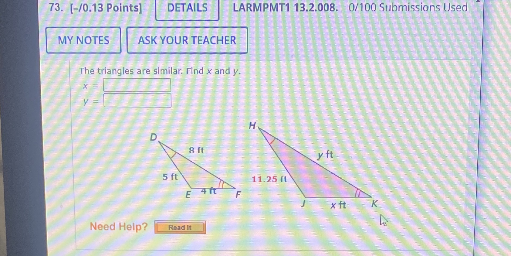 73. [-/0.13 Points] DETAILS LARMPMT1 13.2.008.