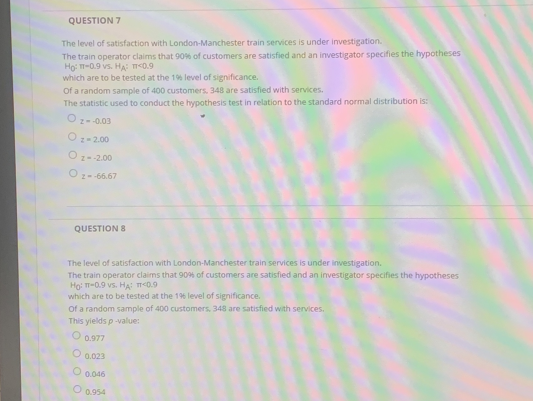 Show all working QUESTION 7 The level of