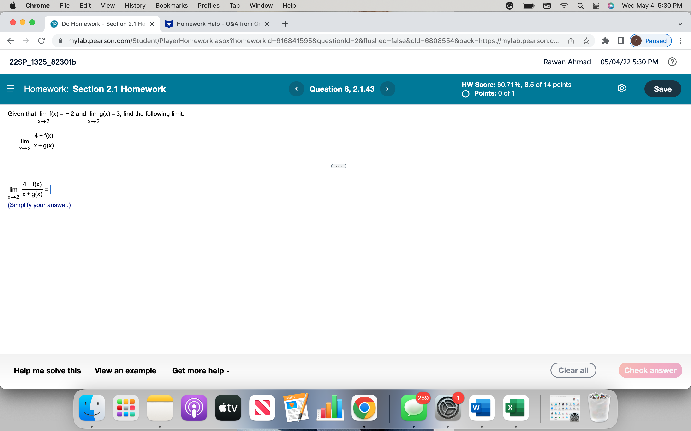 Homework 1 Q7 Chrome File Edit View History