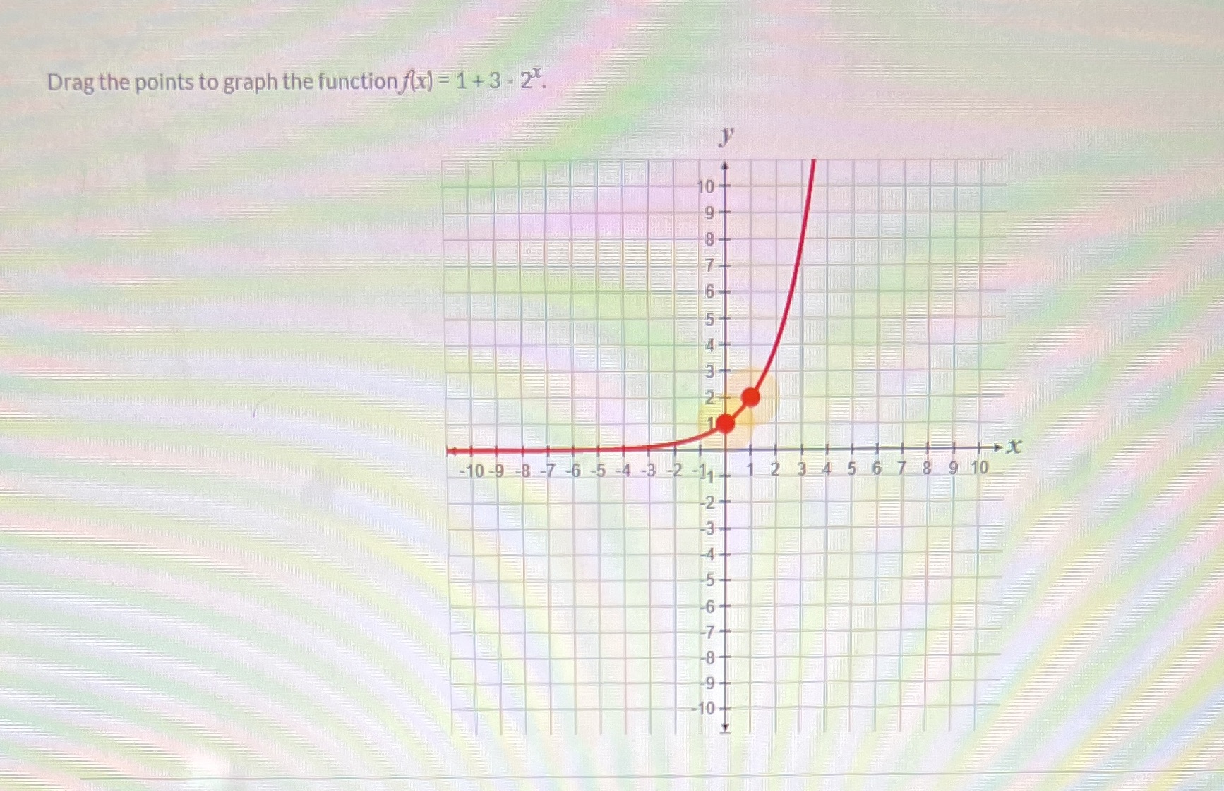 Drag the points to graph the function f(x) = 1+ 3
