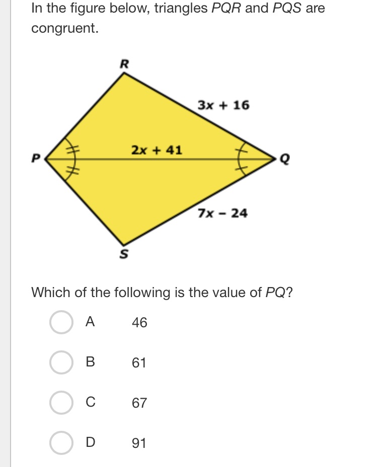 What is the value of PQ? In the figure below,