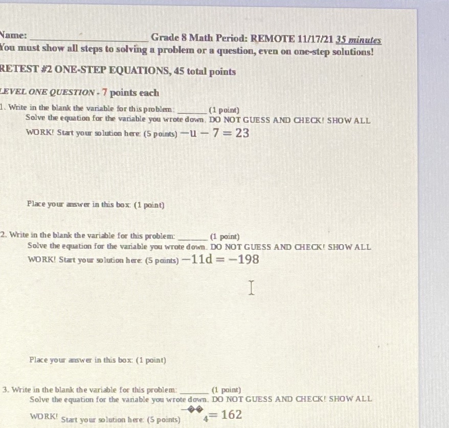 Math , pls show work and thank you so much Name: