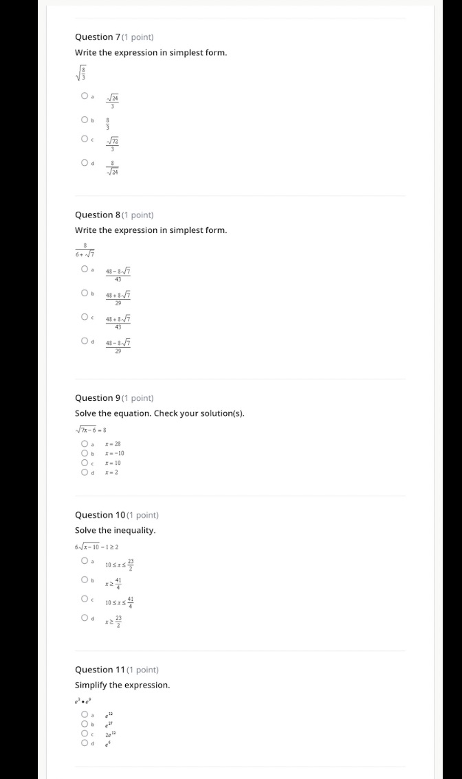 Show work Question 7 (1 point) Write the