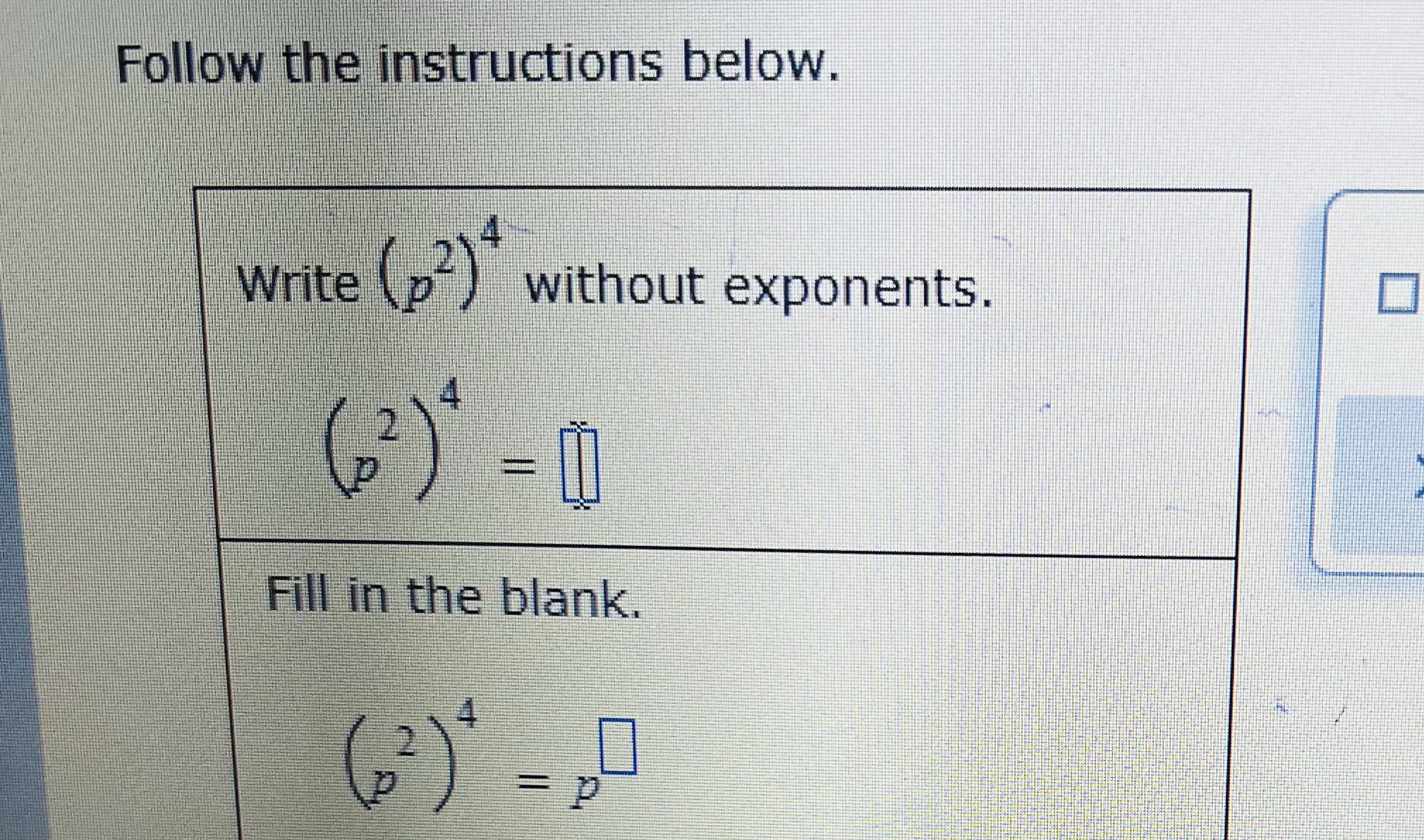 Follow the instructions below. Write (p-) without