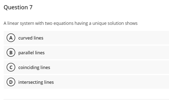 Question 7 A linear system with two equations