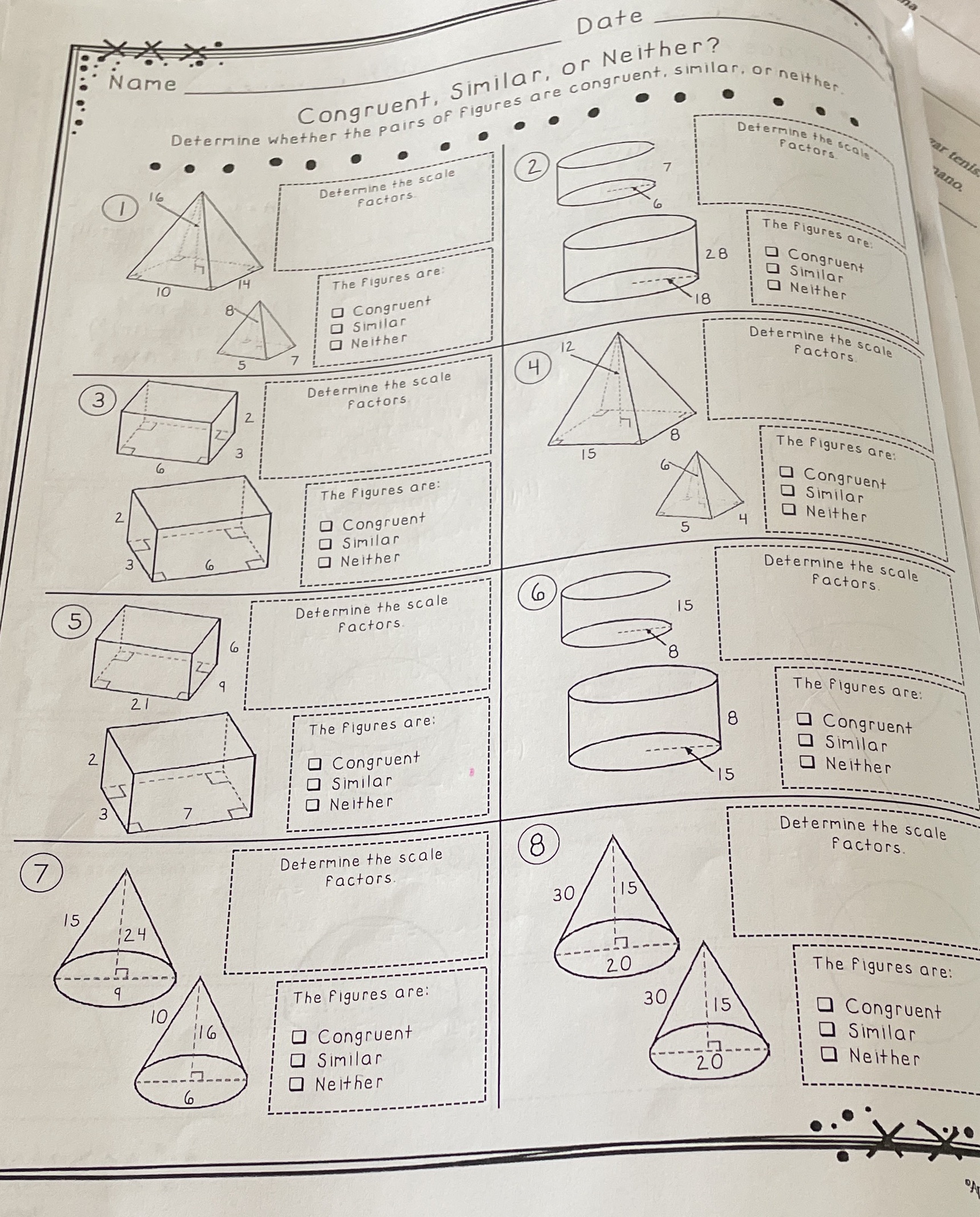 Date Name . . . .' Congruent, Similar, or