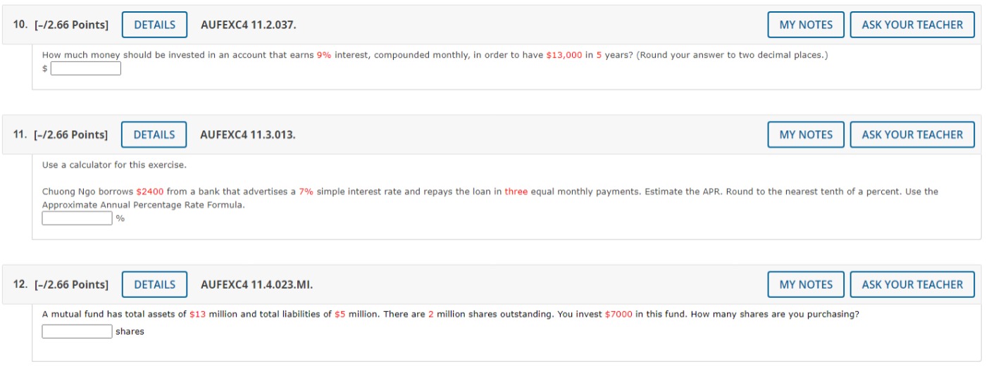 10. [-/2.66 Points] DETAILS AUFEXC4 11.2.037. MY