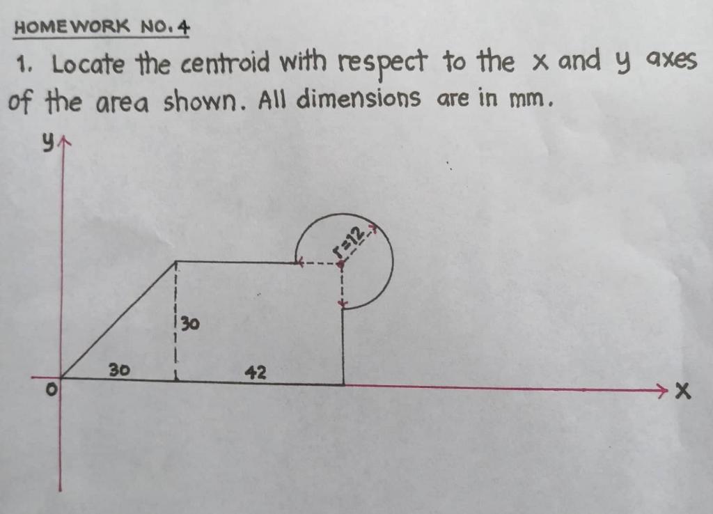 HOME WORK NO. 4 1. Locate the centroid with