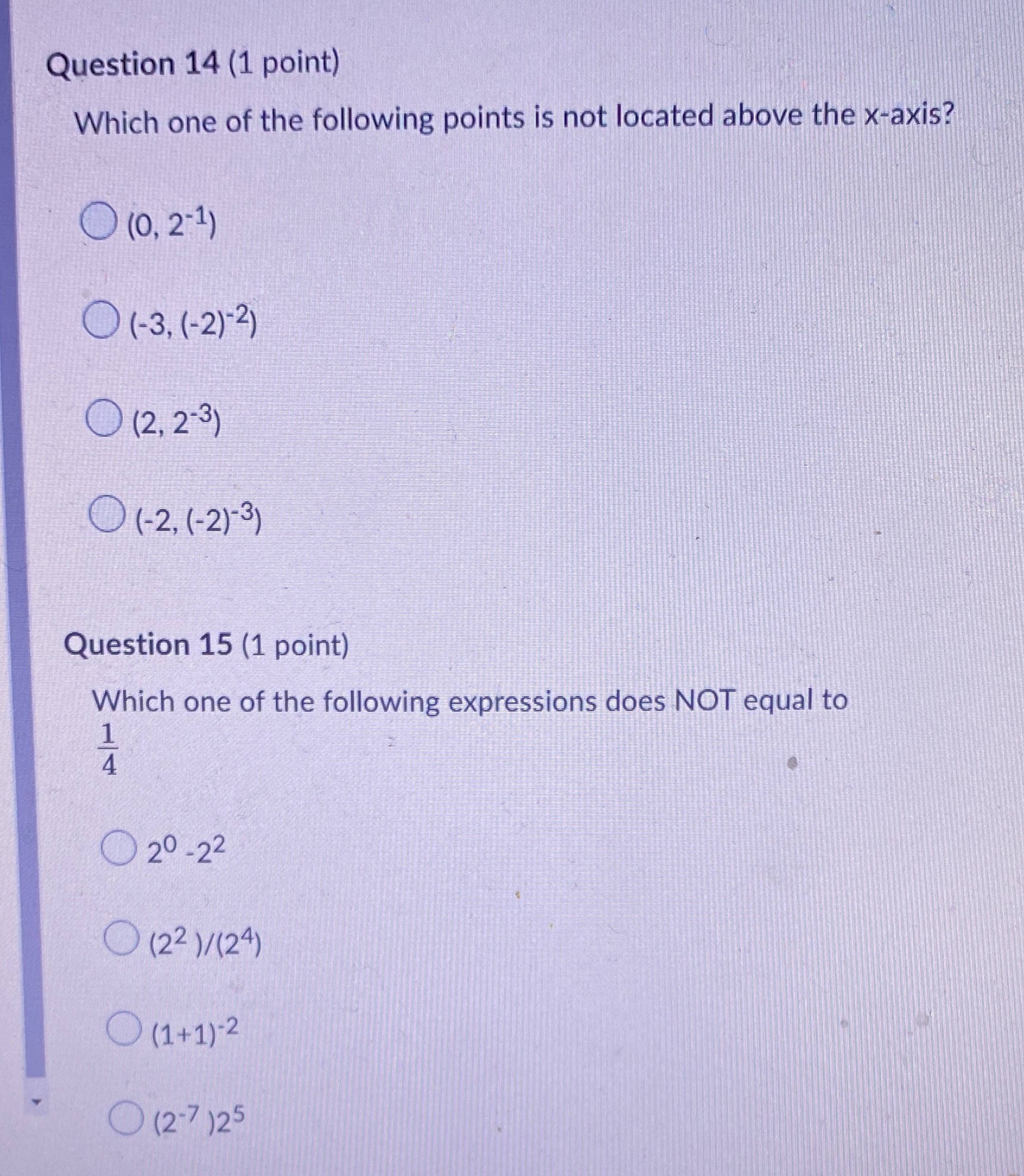 Which of these is the correct answer for each?