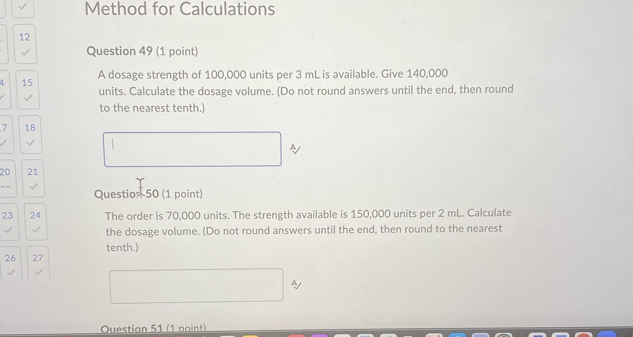 Math Method for Calculations 12 Question 49 (1