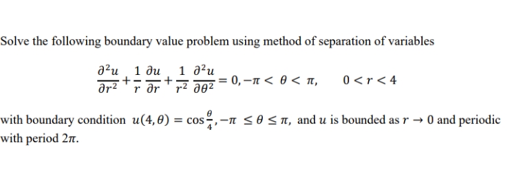 Please solve. Solve the following boundary value