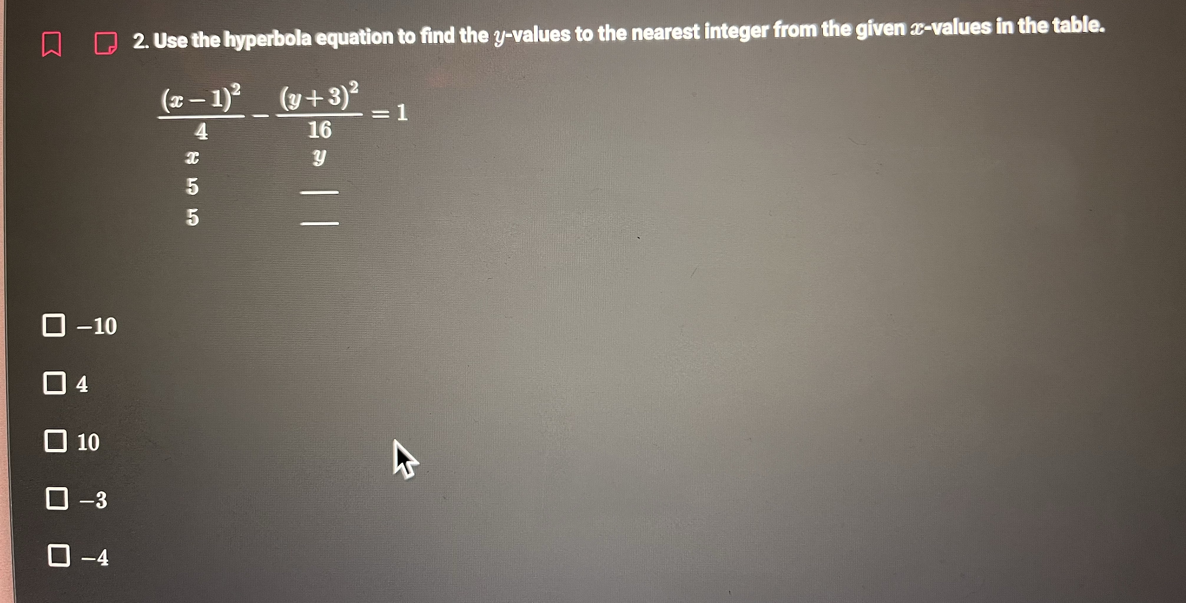 help 2. Use the hyperbola equation to find the