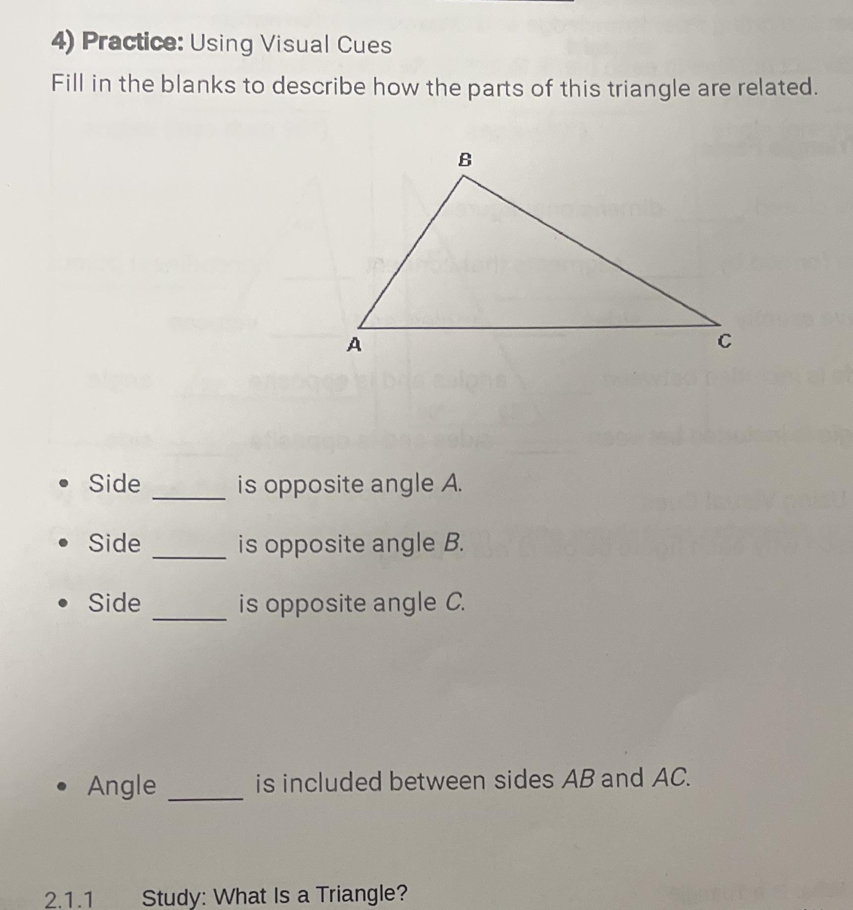 4) Practice: Using Visual Cues Fill in the blanks