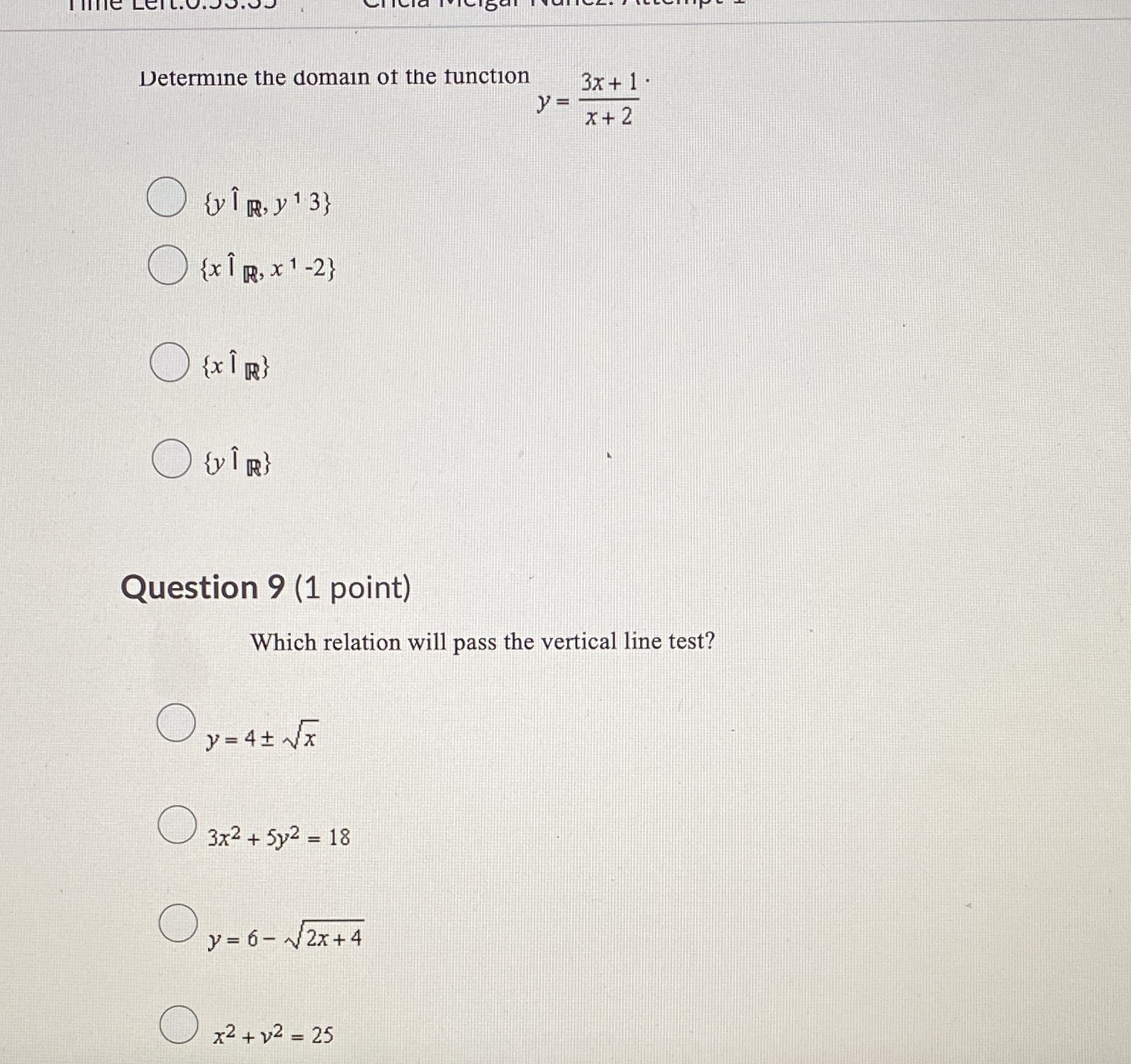 Test Determine the domain of the function 3x + 1