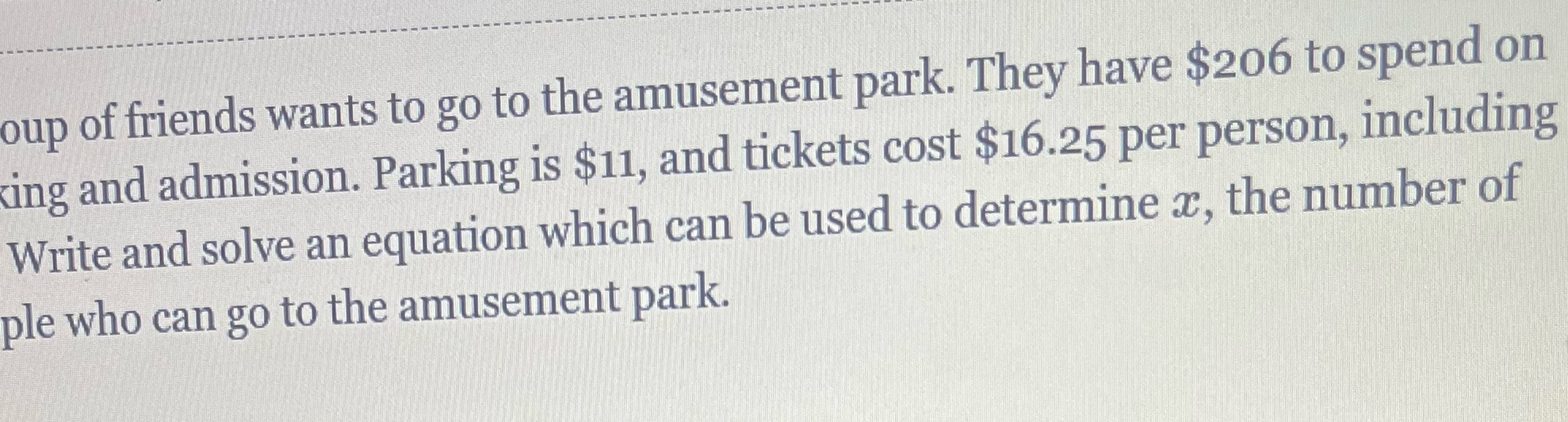 oup of friends wants to go to the amusement park.