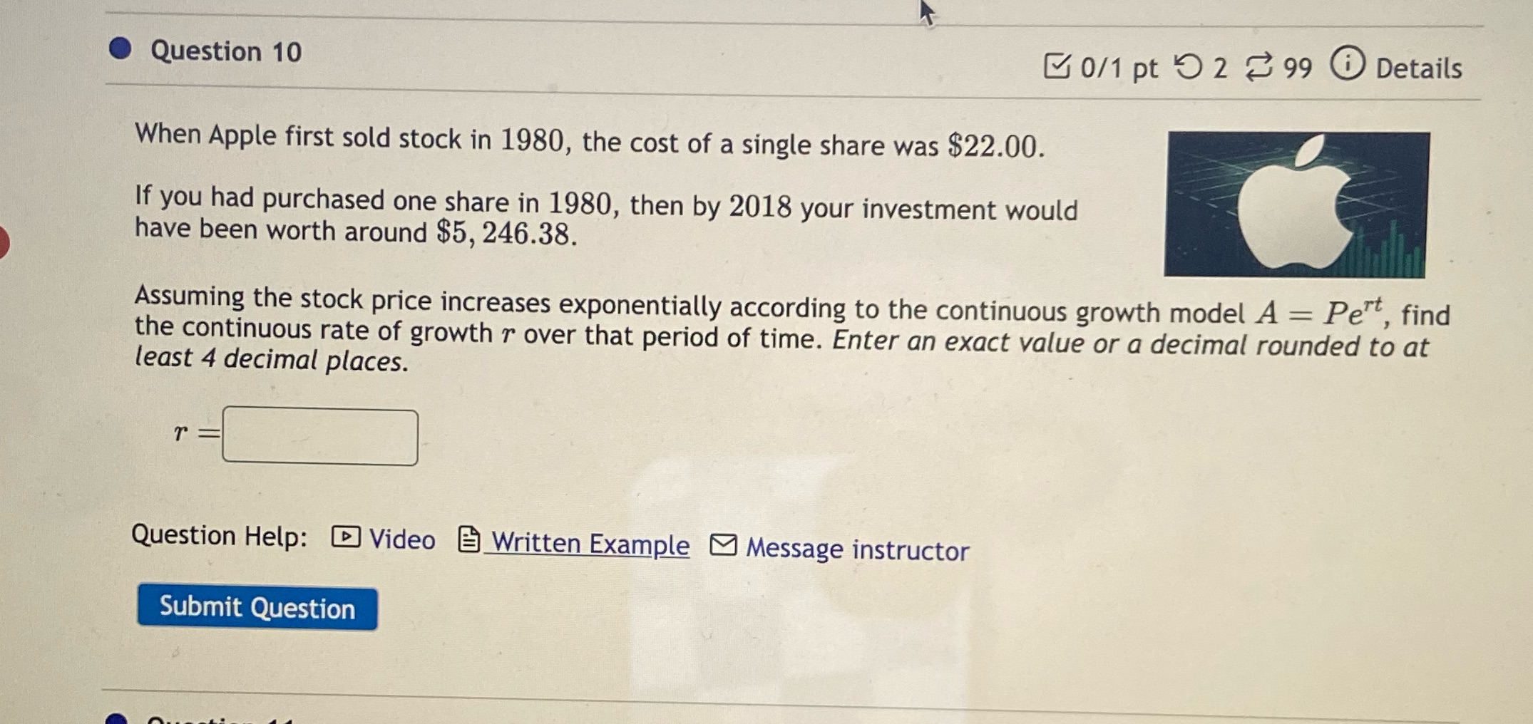Question 10 0/1 pt 9 2 99 0 Details When Apple