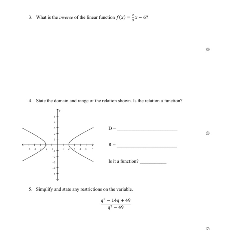 ASAP please. : ) 3. What is the inverse of the