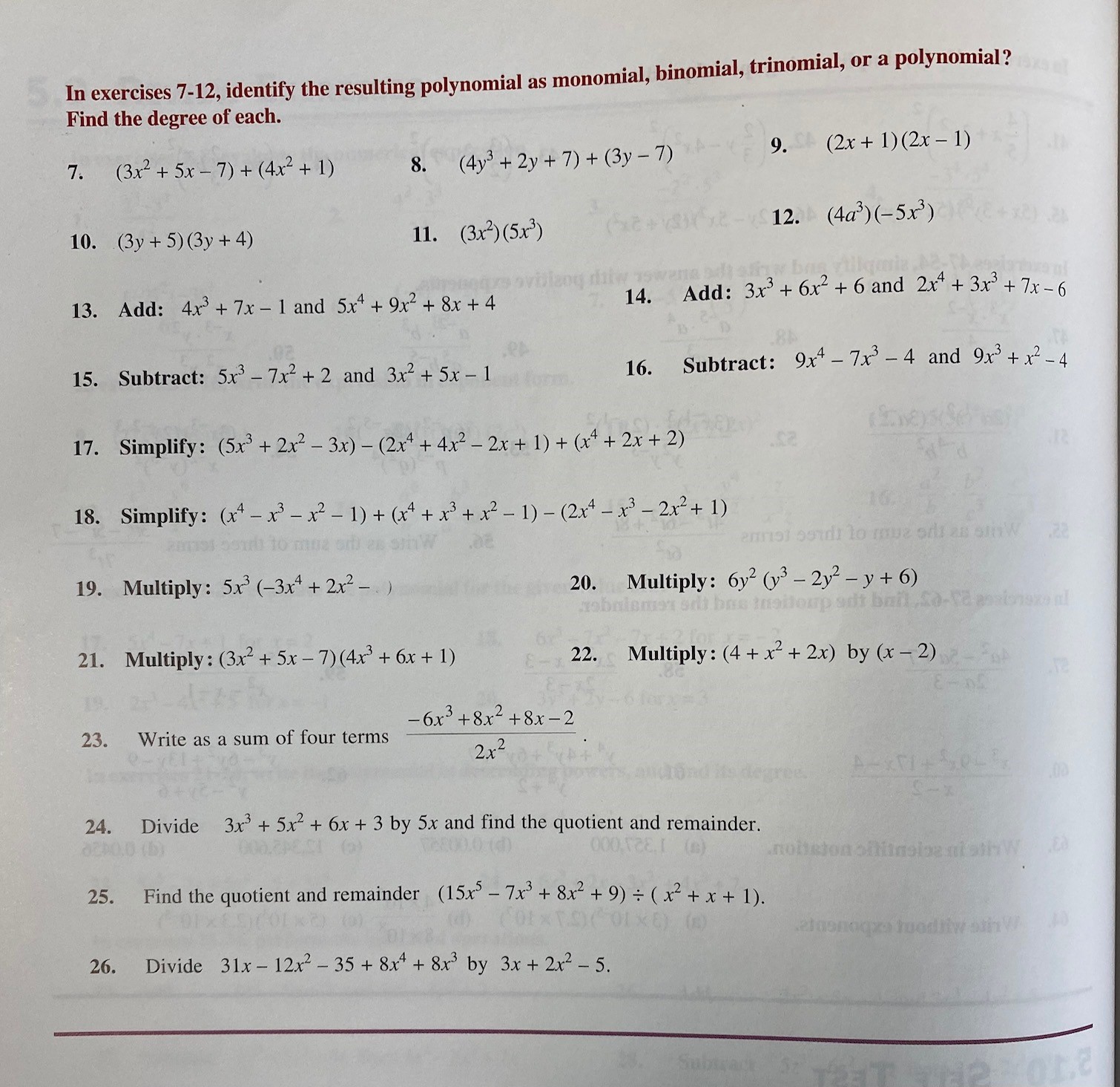 In exercises 7-12, identify the resulting