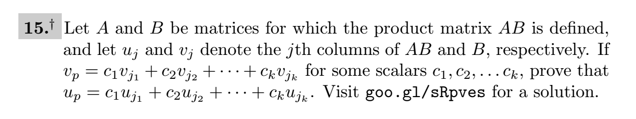 15. Let A and B be matrices for which the product