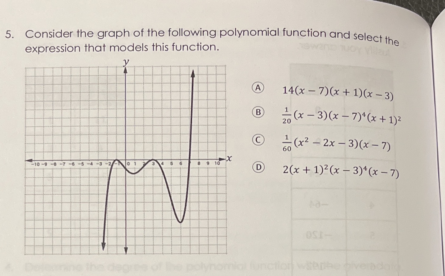 5. Consider the graph of the following polynomial