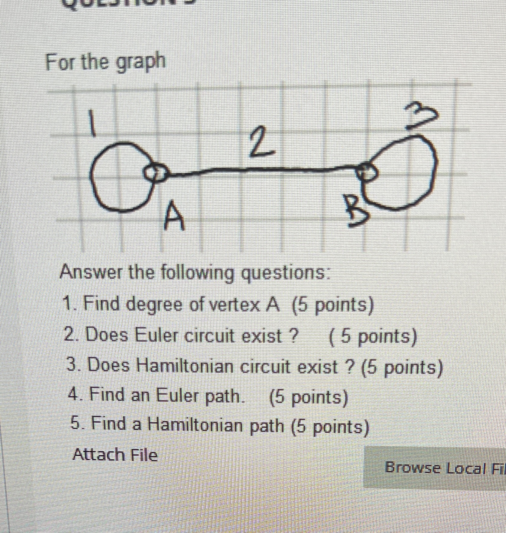 For the graph 2 A B Answer the following