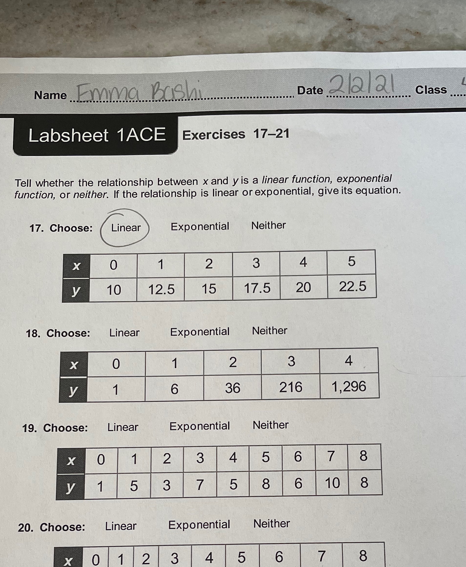 Name. Imma .Bash Date 212/21 Class Labsheet 1ACE