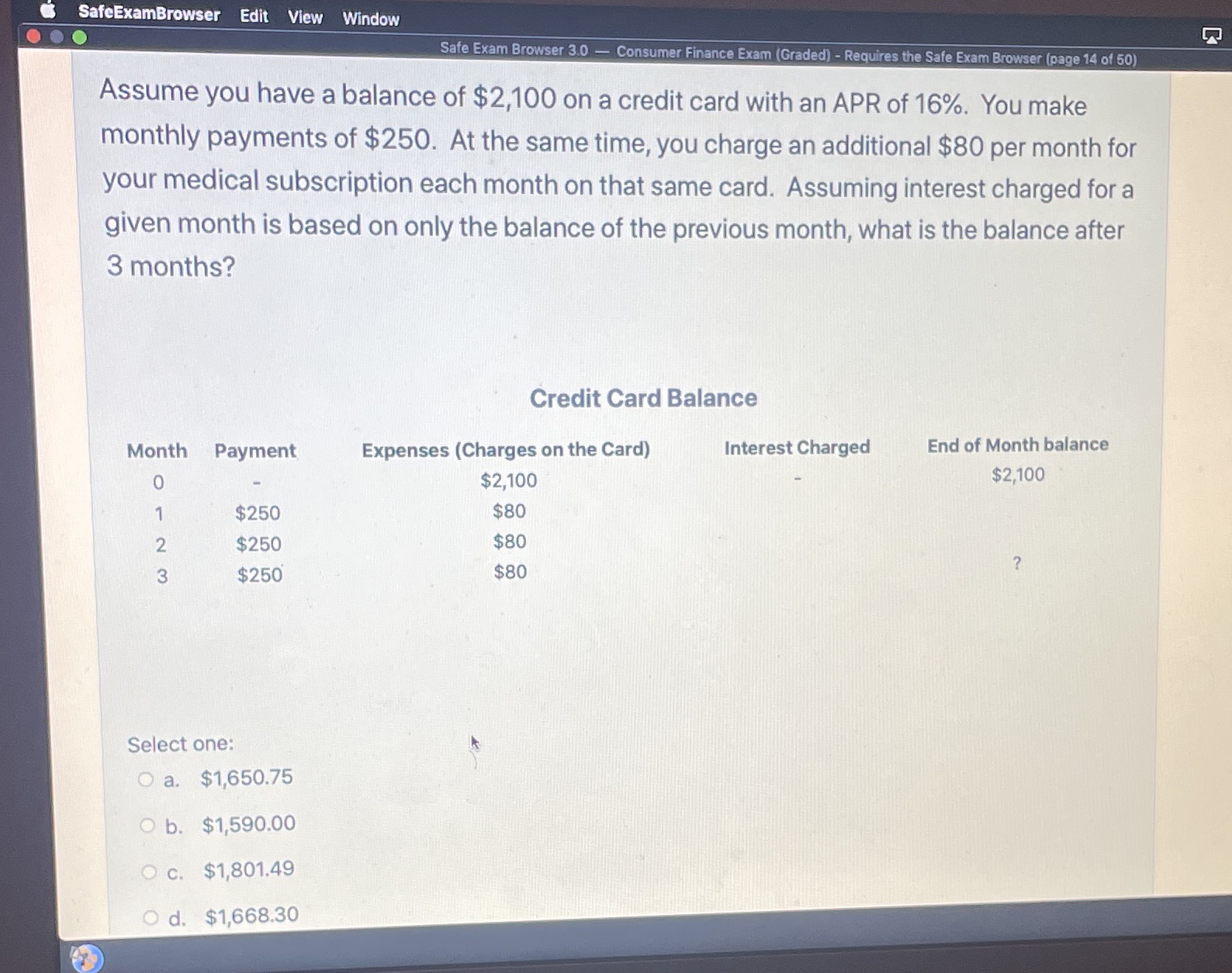 I SafeExamBrowser Edit View Window Assume you