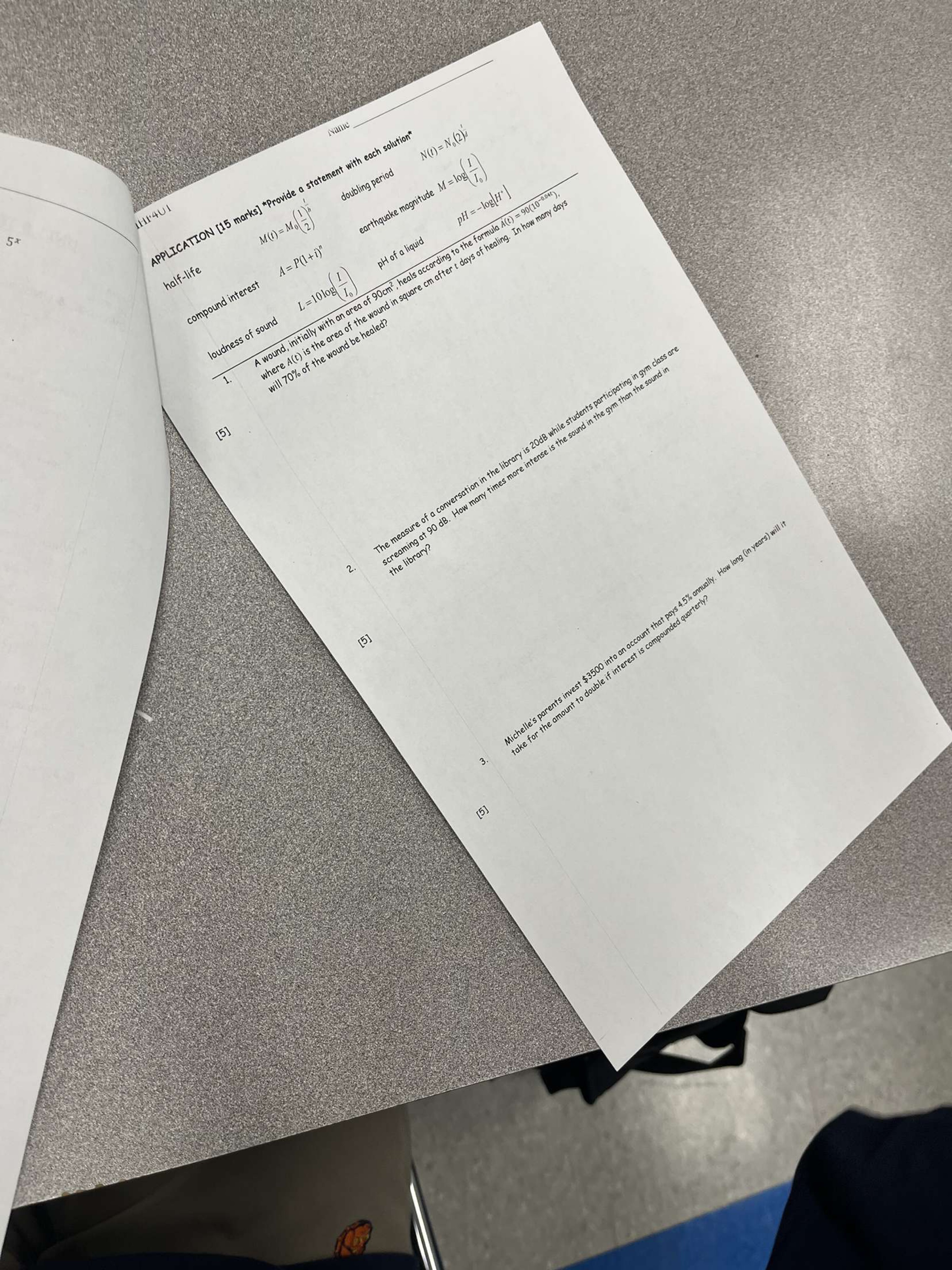 52 1HI'401 Name APPLICATION [15 marks]