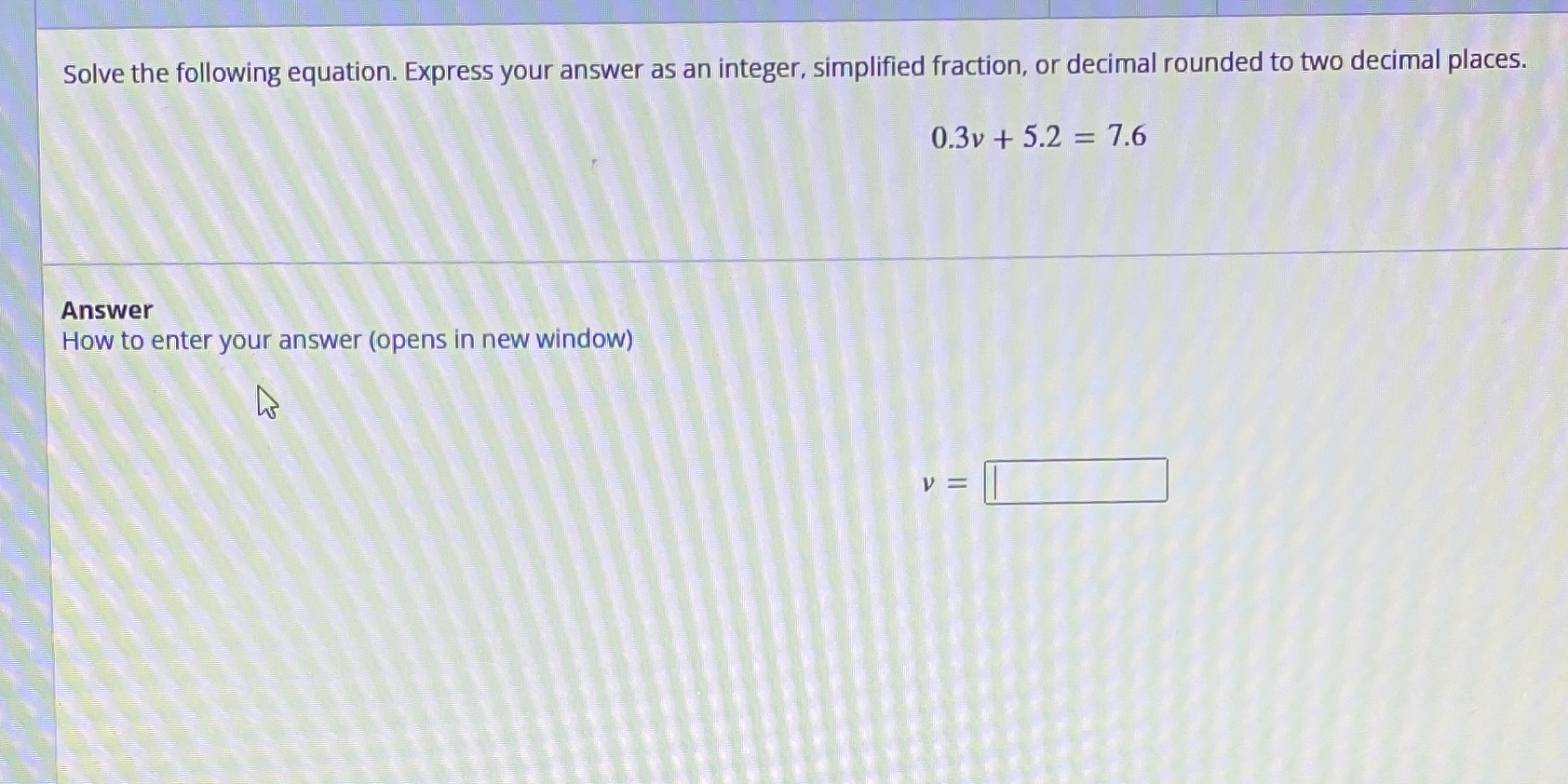Solve the following equation. Express your answer