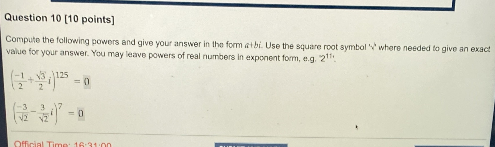 Question 10 [10 points] Compute the following