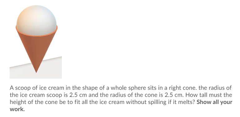 A scoop of ice cream in the shape of a whole