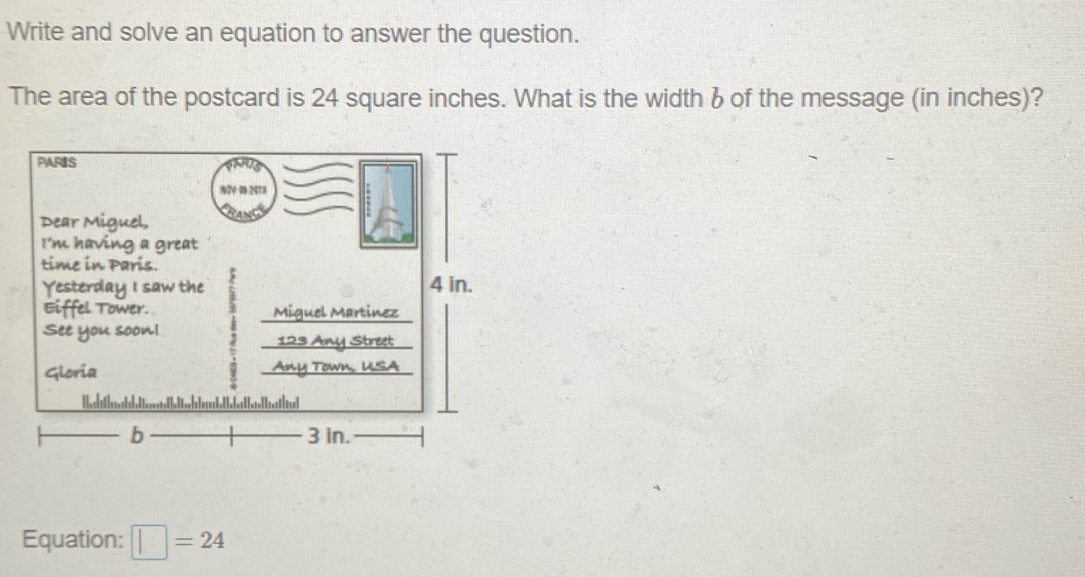 Write and solve an equation to answer the